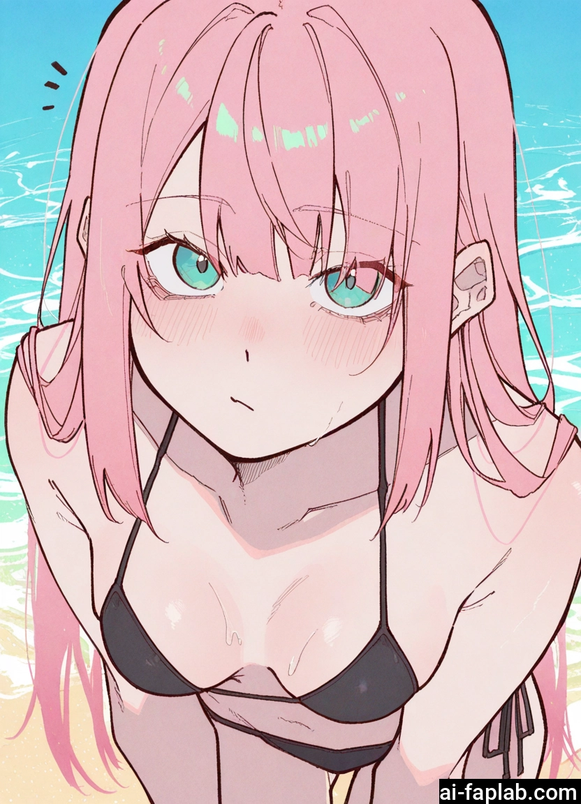 1girl, swimsuit, bikini, pink hair, breasts, long hair · Yamete.gg