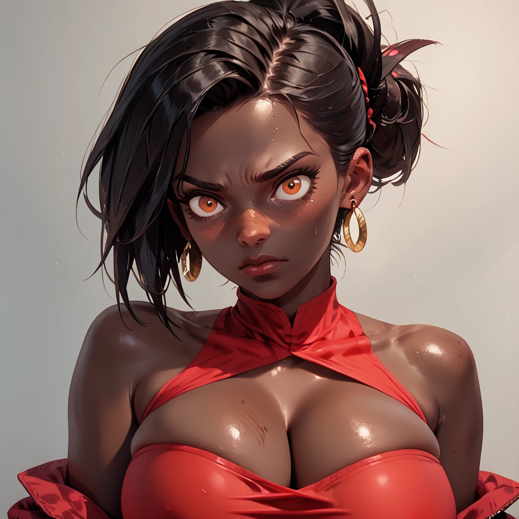 1girl, breasts, jewelry, earrings, solo, dark skin · Yamete.gg