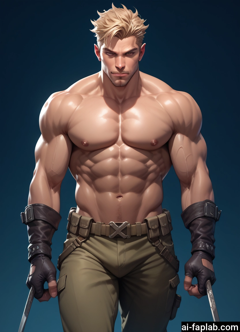 bara, male focus, 1boy, muscular, solo, muscular male · Yamete.gg