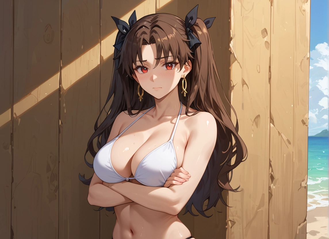 1girl, breasts, swimsuit, bikini, long hair, jewelry · Yamete.gg
