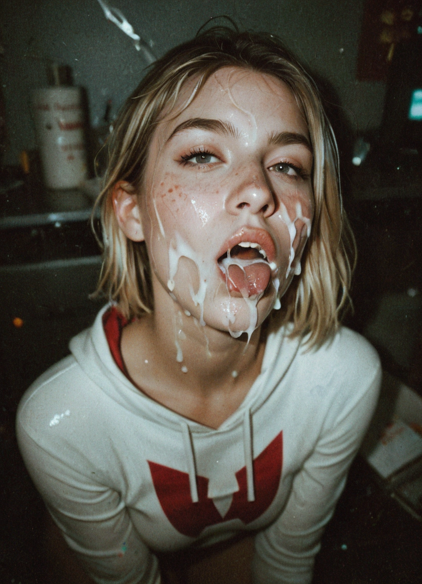 1girl, solo, cum, facial, cum in mouth, open mouth · Yamete.gg