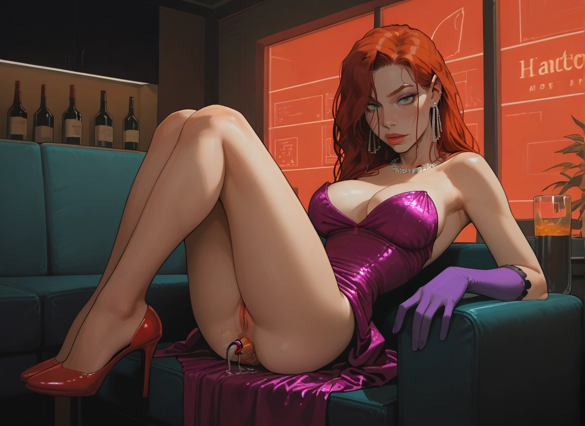 1girl, breasts, gloves, dress, jewelry, solo · Yamete.gg