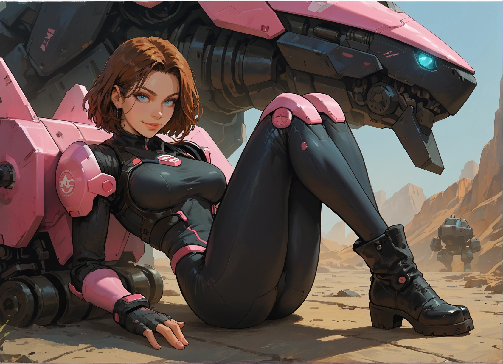 1girl, blue eyes, gloves, breasts, fingerless gloves, looking at viewer · Yamete.gg