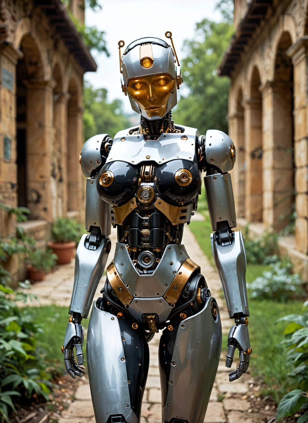 1girl, solo, robot, plant, science fiction, breasts · Yamete.gg