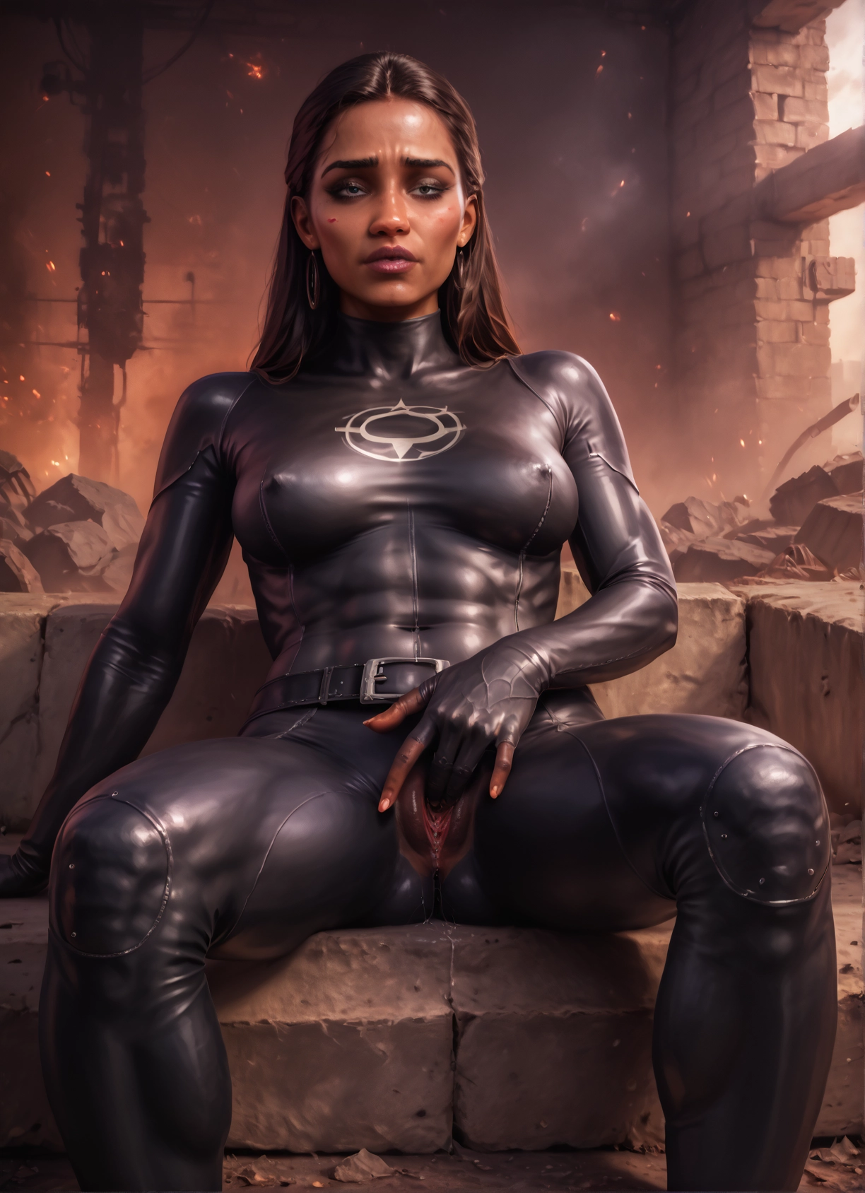 1girl, solo, pussy, bodysuit, jewelry, breasts · Yamete.gg