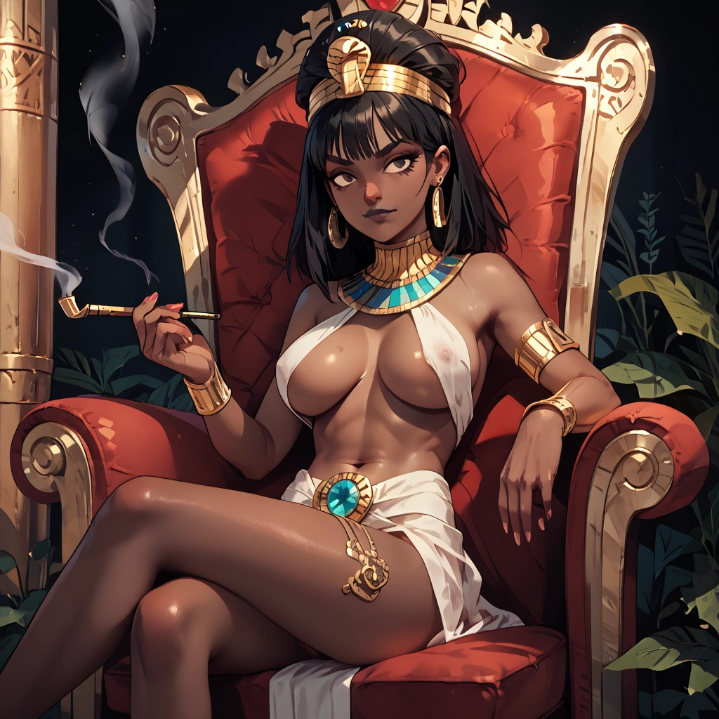 1girl, breasts, jewelry, solo, dark skin, dark-skinned female
