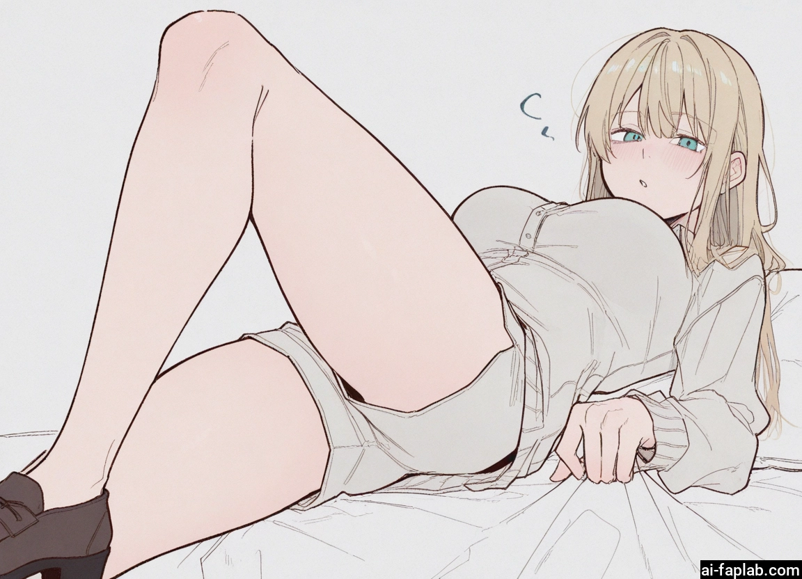 1girl, breasts, solo, shorts, long hair, blonde hair