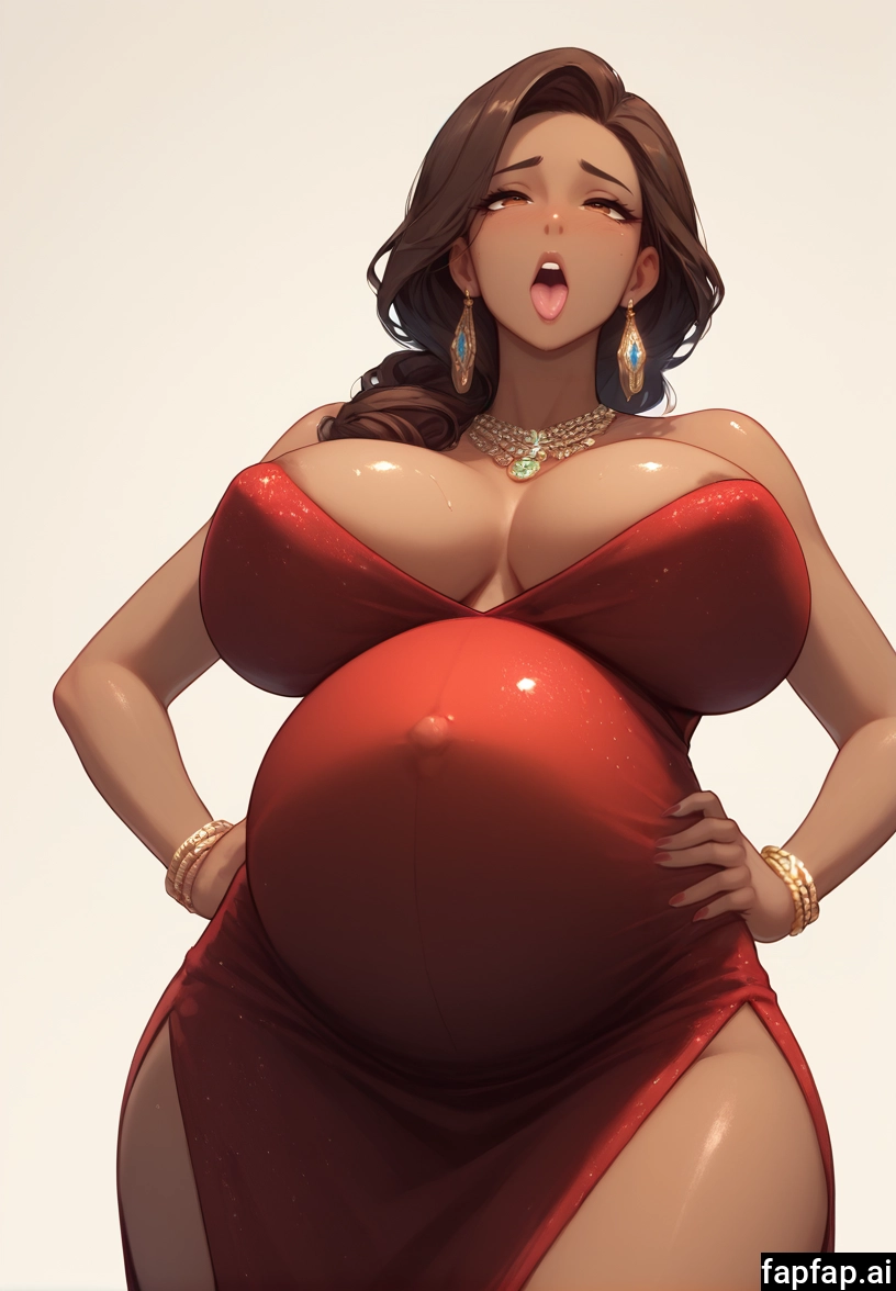 1girl, breasts, pregnant, jewelry, dress, solo · Yamete.gg
