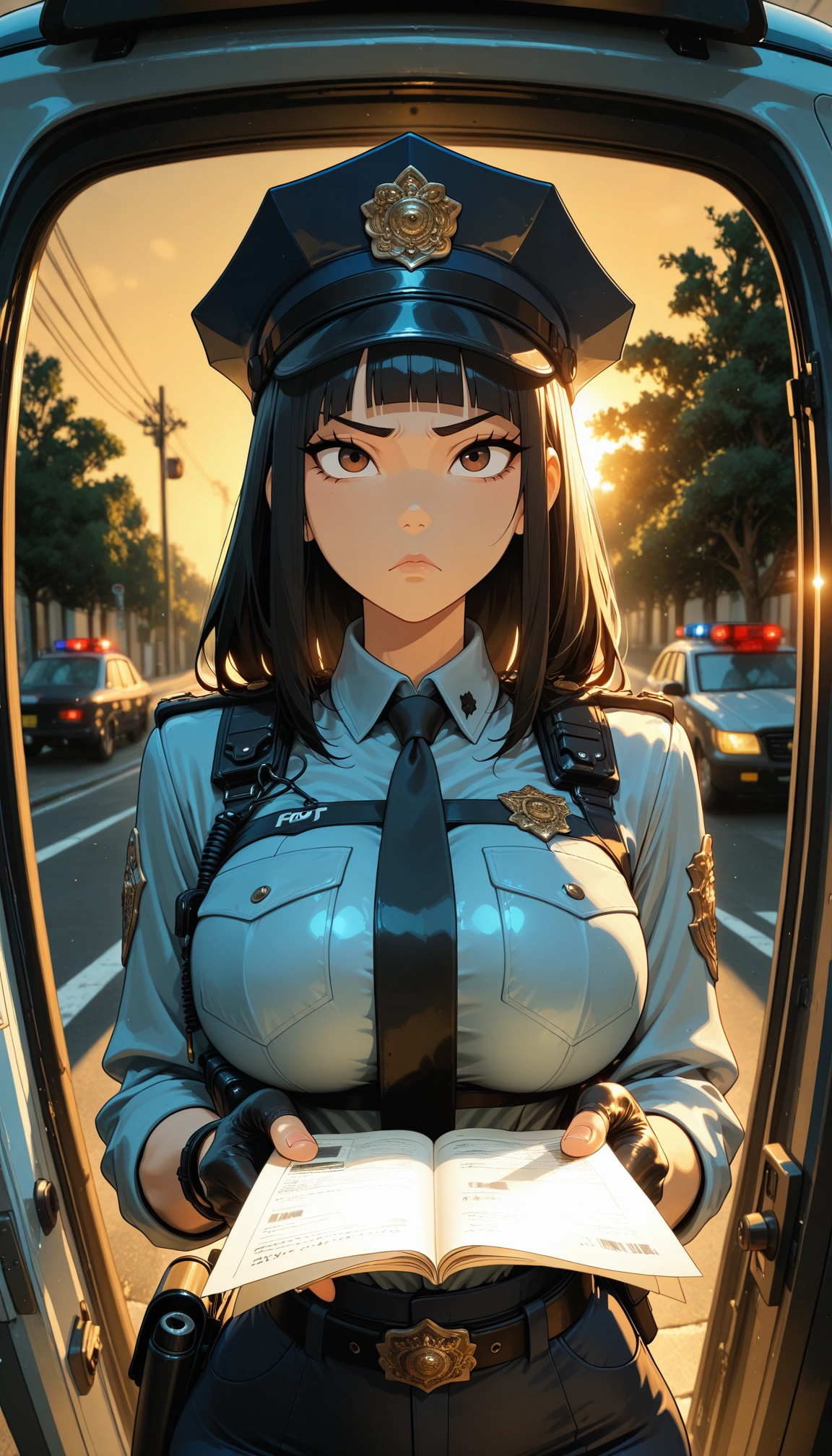 police, police uniform, policewoman, 1girl, uniform, necktie · Yamete.gg
