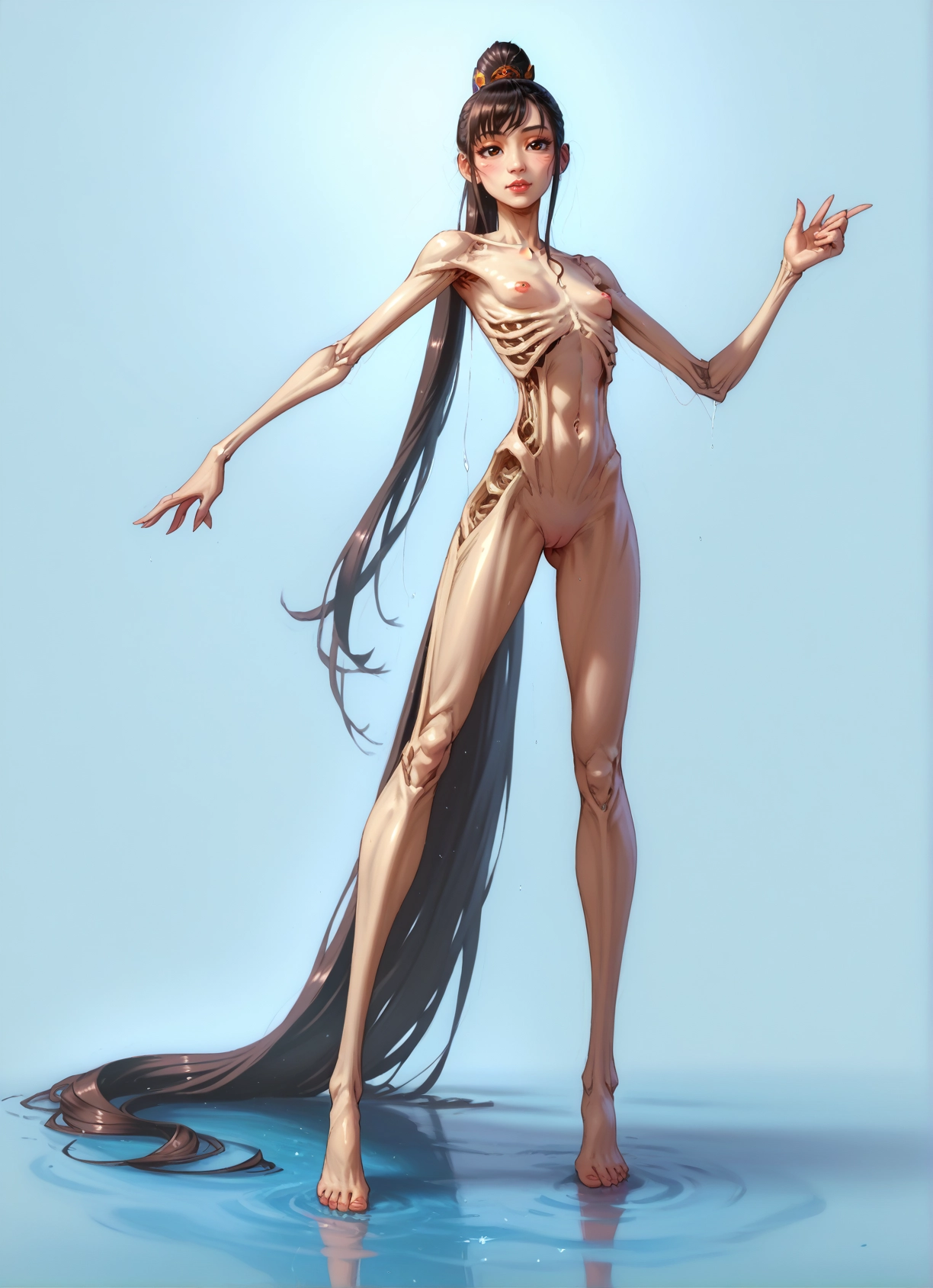 long hair, 1girl, solo, very long hair, nipples, pussy · Yamete.gg