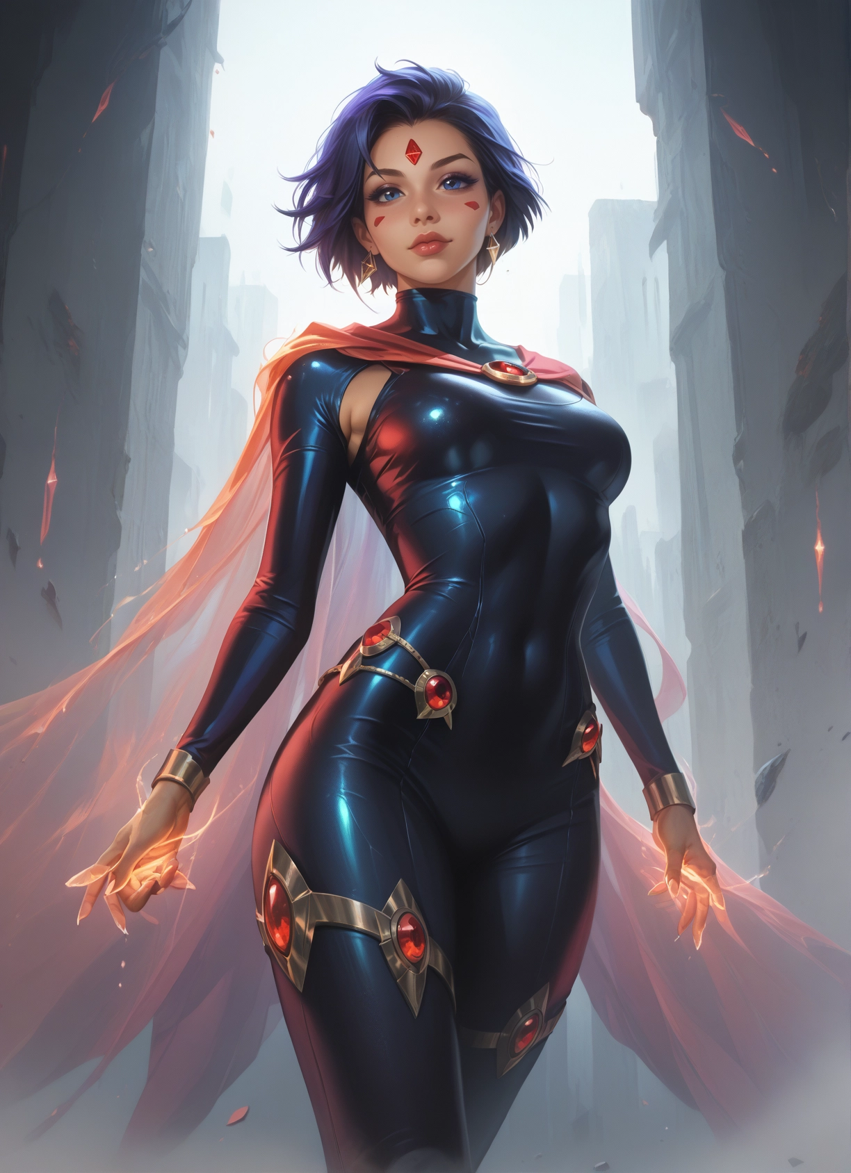 1girl, solo, jewelry, earrings, short hair, breasts · Yamete.gg