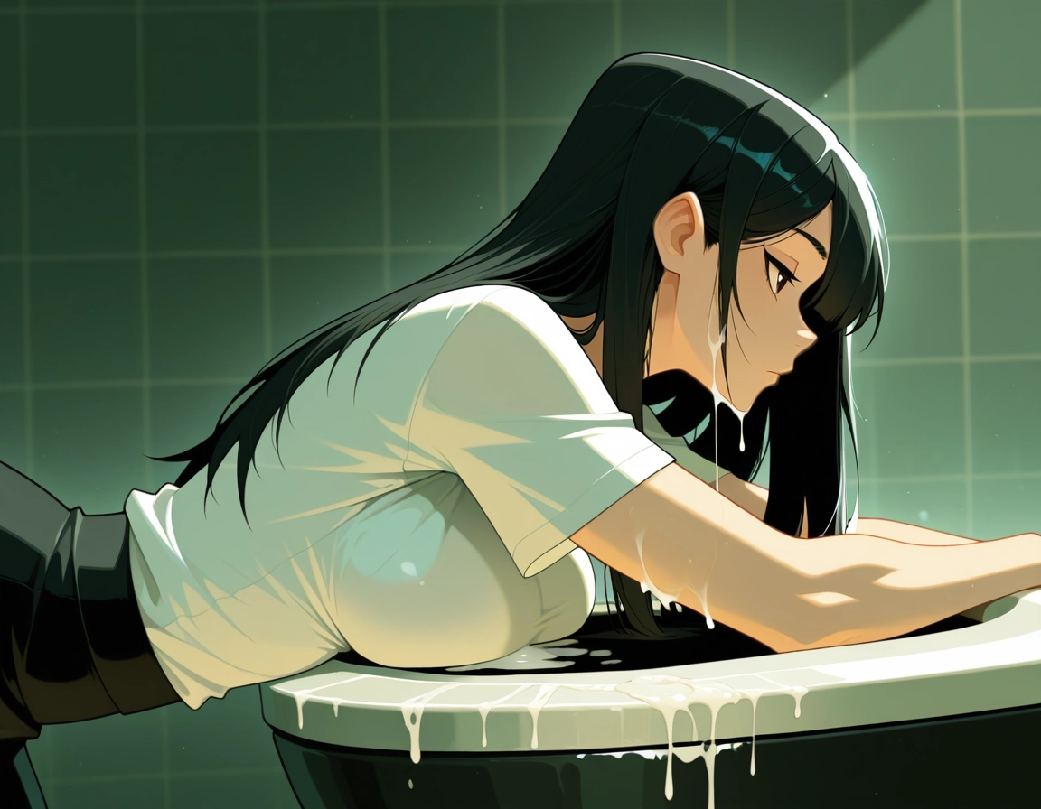 1girl, breasts, solo, long hair, black hair, shirt · Yamete.gg