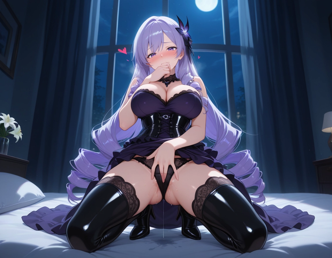 1girl, solo, breasts, large breasts, pussy juice, thighhighs
