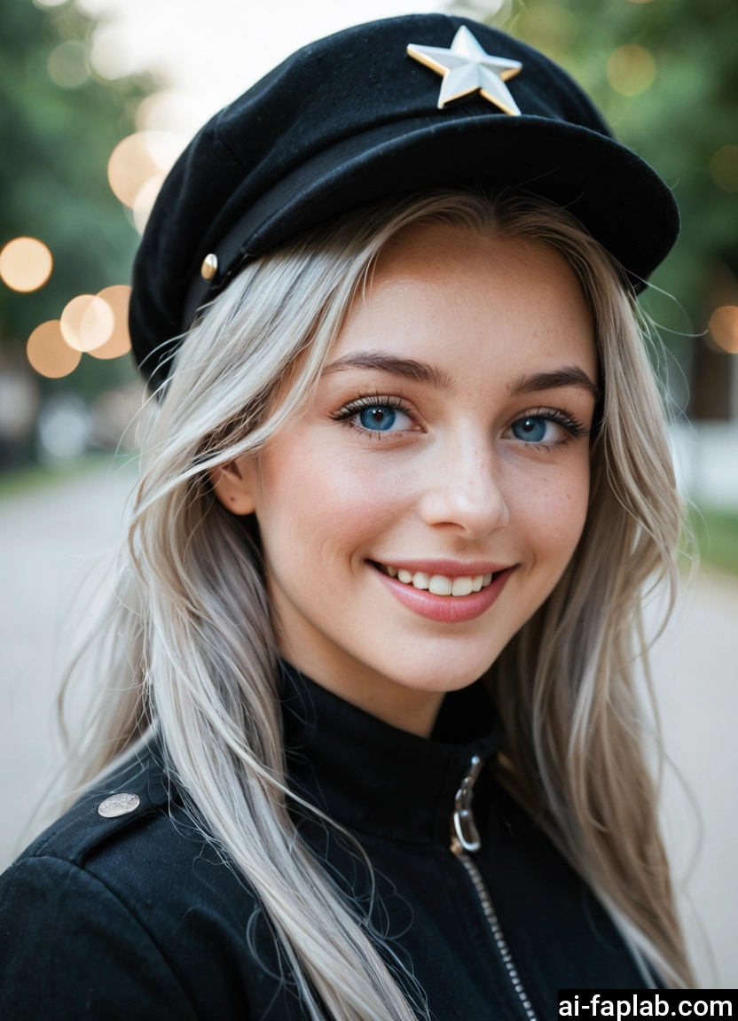 1girl, solo, hat, blue eyes, smile, long hair