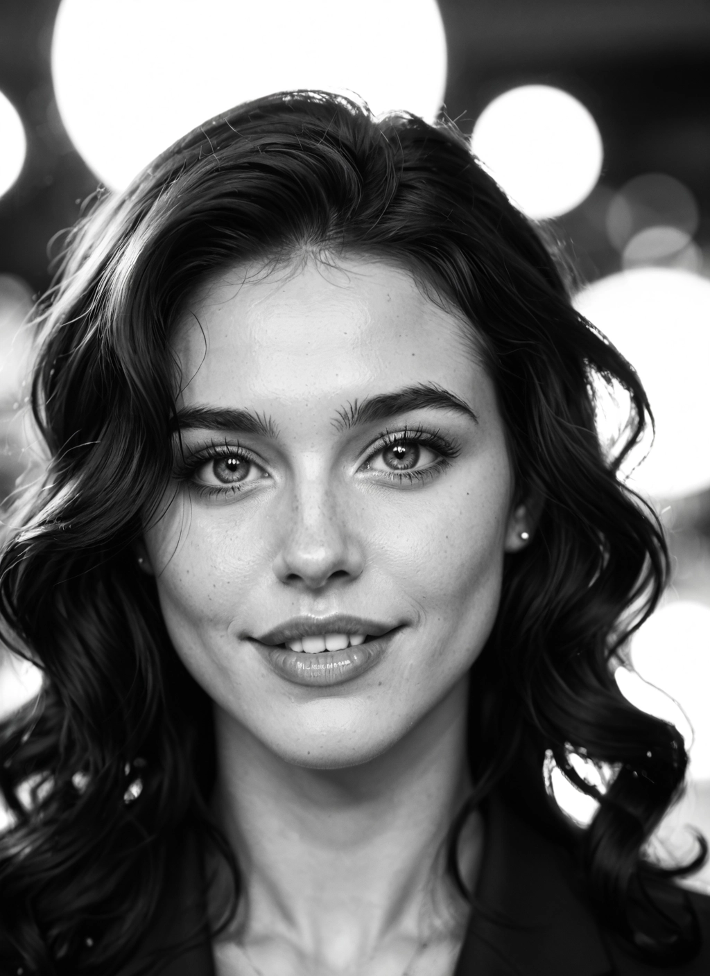 monochrome, greyscale, 1girl, solo, realistic, jewelry · Yamete.gg