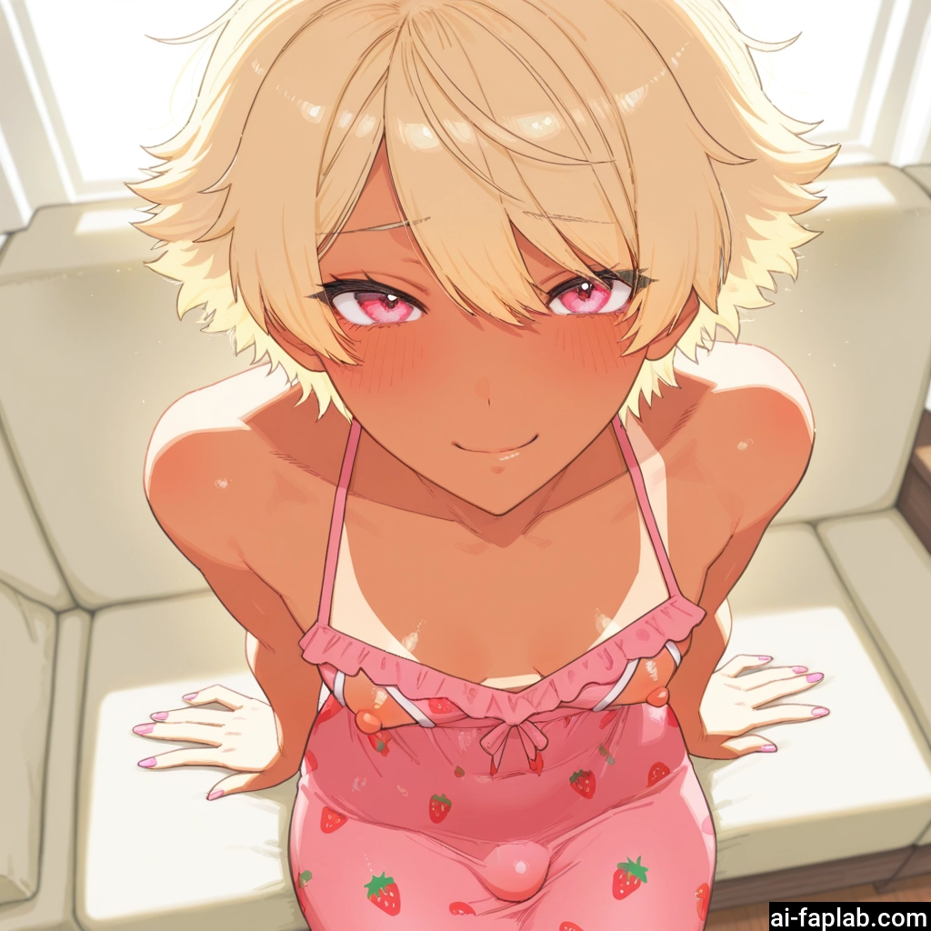 male focus, 1boy, smile, bulge, looking at viewer, nipples · Yamete.gg