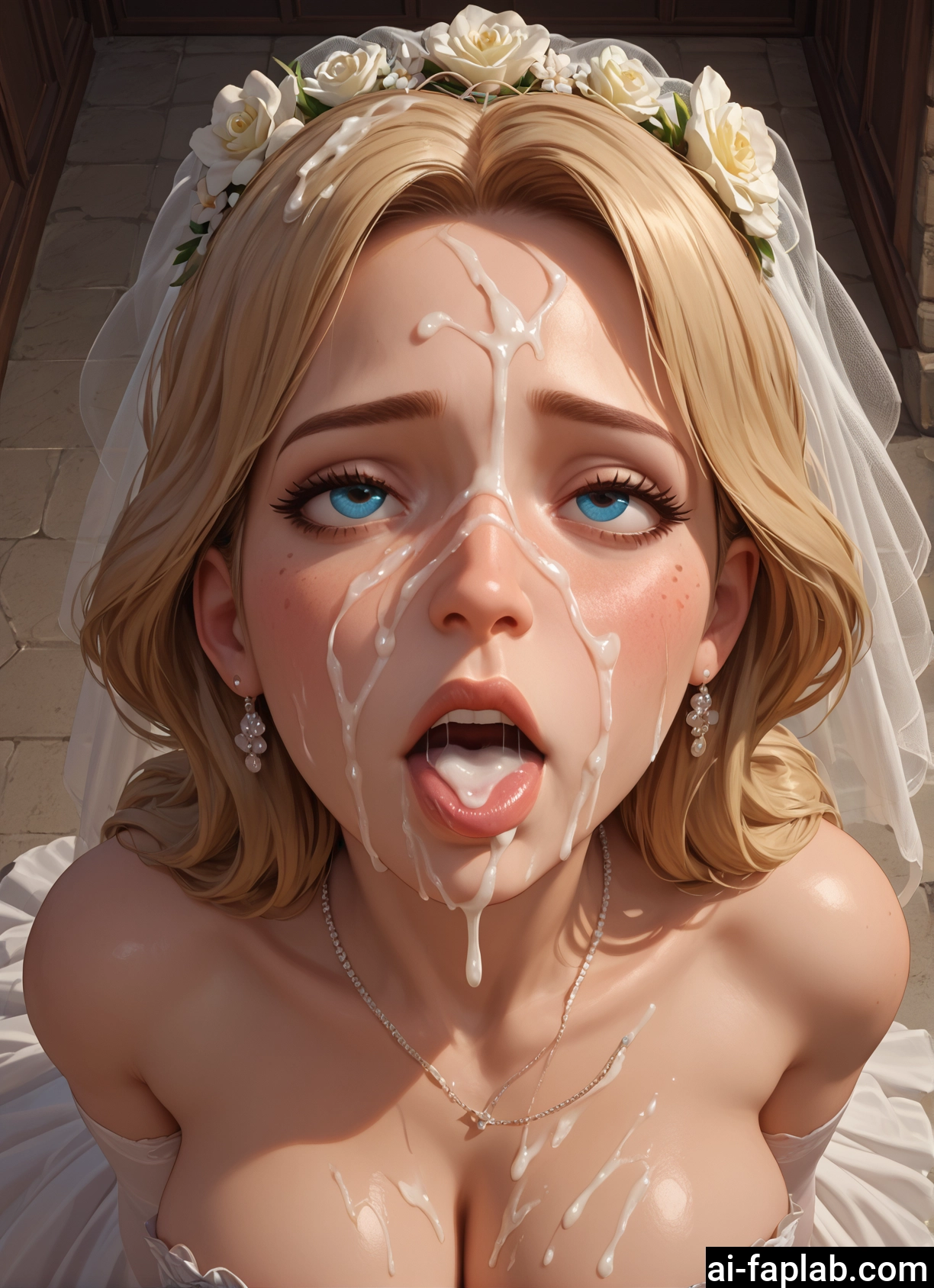 1girl, cum, breasts, dress, jewelry, solo · Yamete.gg