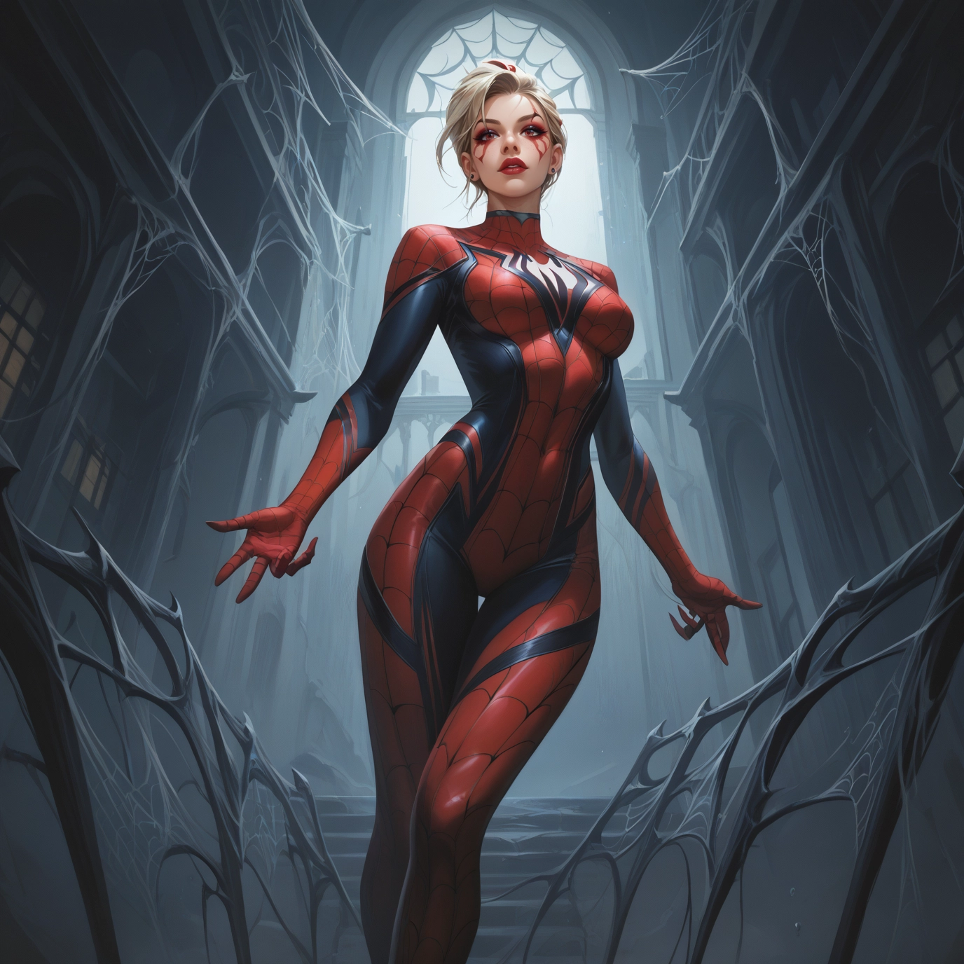 1girl, solo, bodysuit, breasts, blonde hair, jewelry · Yamete.gg