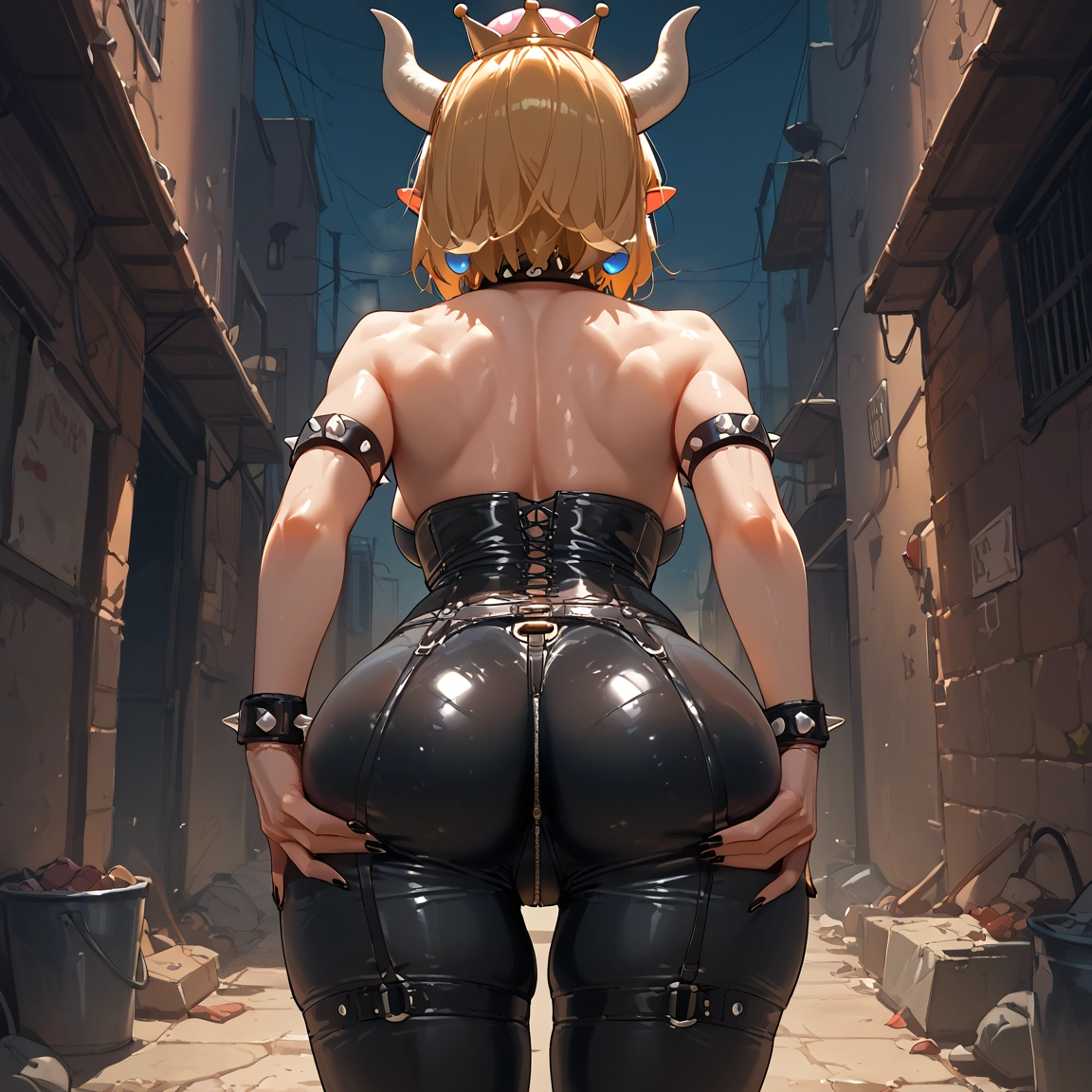 1girl, ass, super crown, horns, jewelry, spikes · Yamete.gg