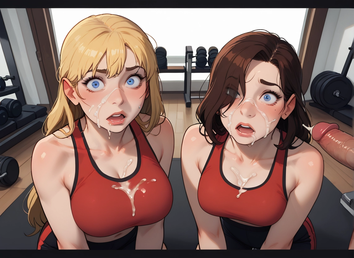 penis, multiple girls, 2girls, cum, breasts, blonde hair · Yamete.gg