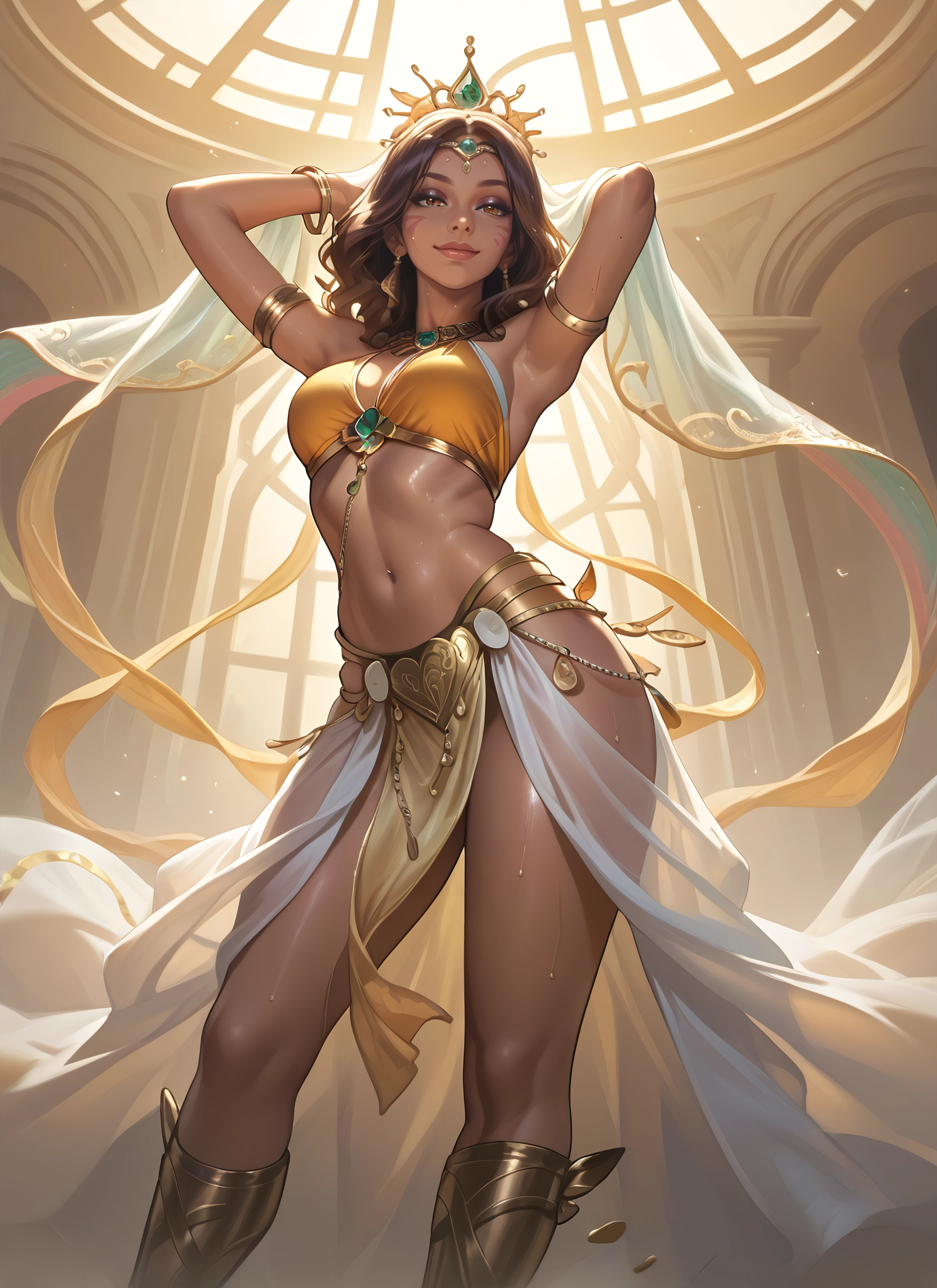 1girl, solo, breasts, navel, jewelry, armpits · Yamete.gg