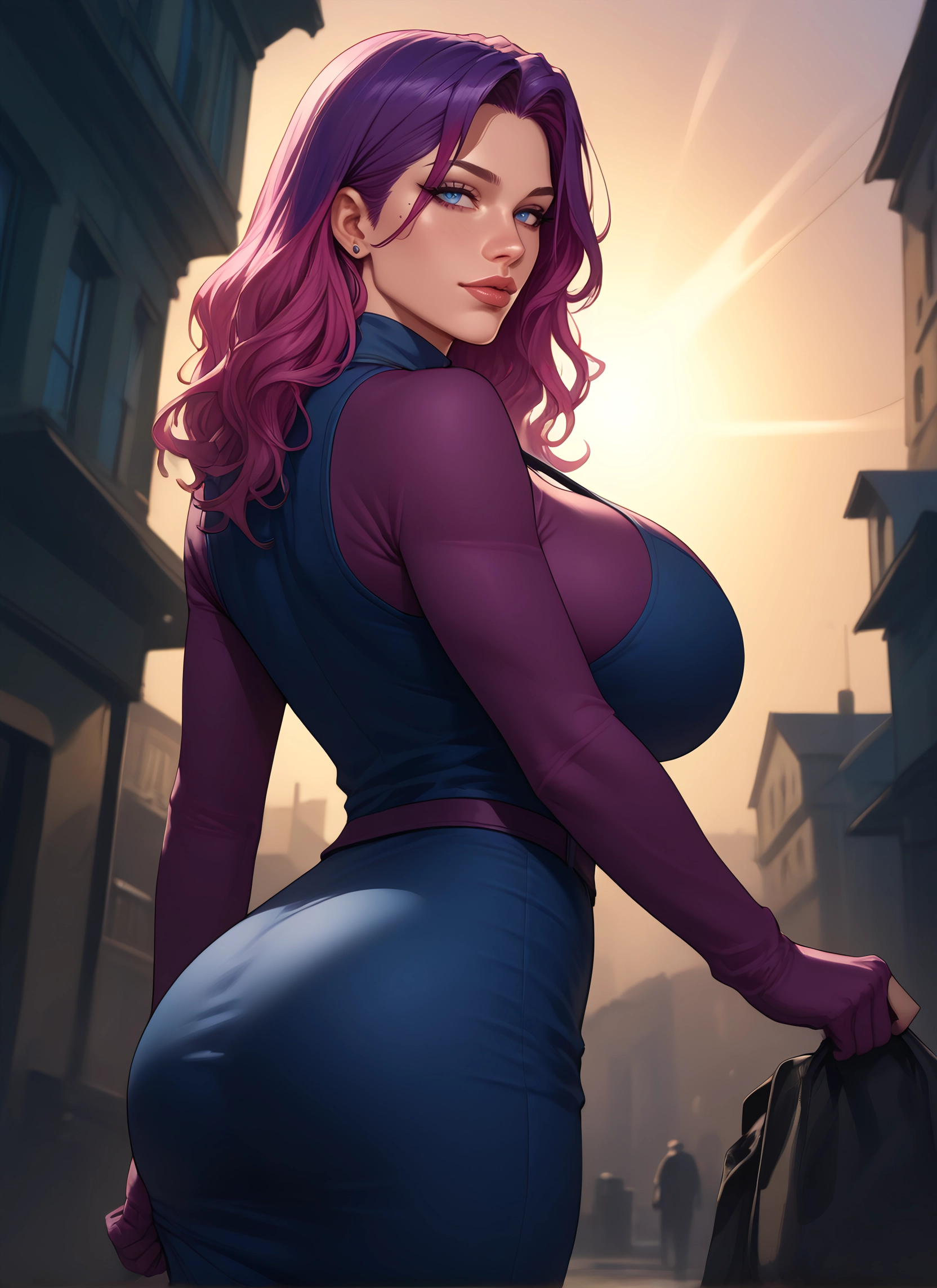 ass, breasts, 1girl, blue eyes, jewelry, large breasts · Yamete.gg