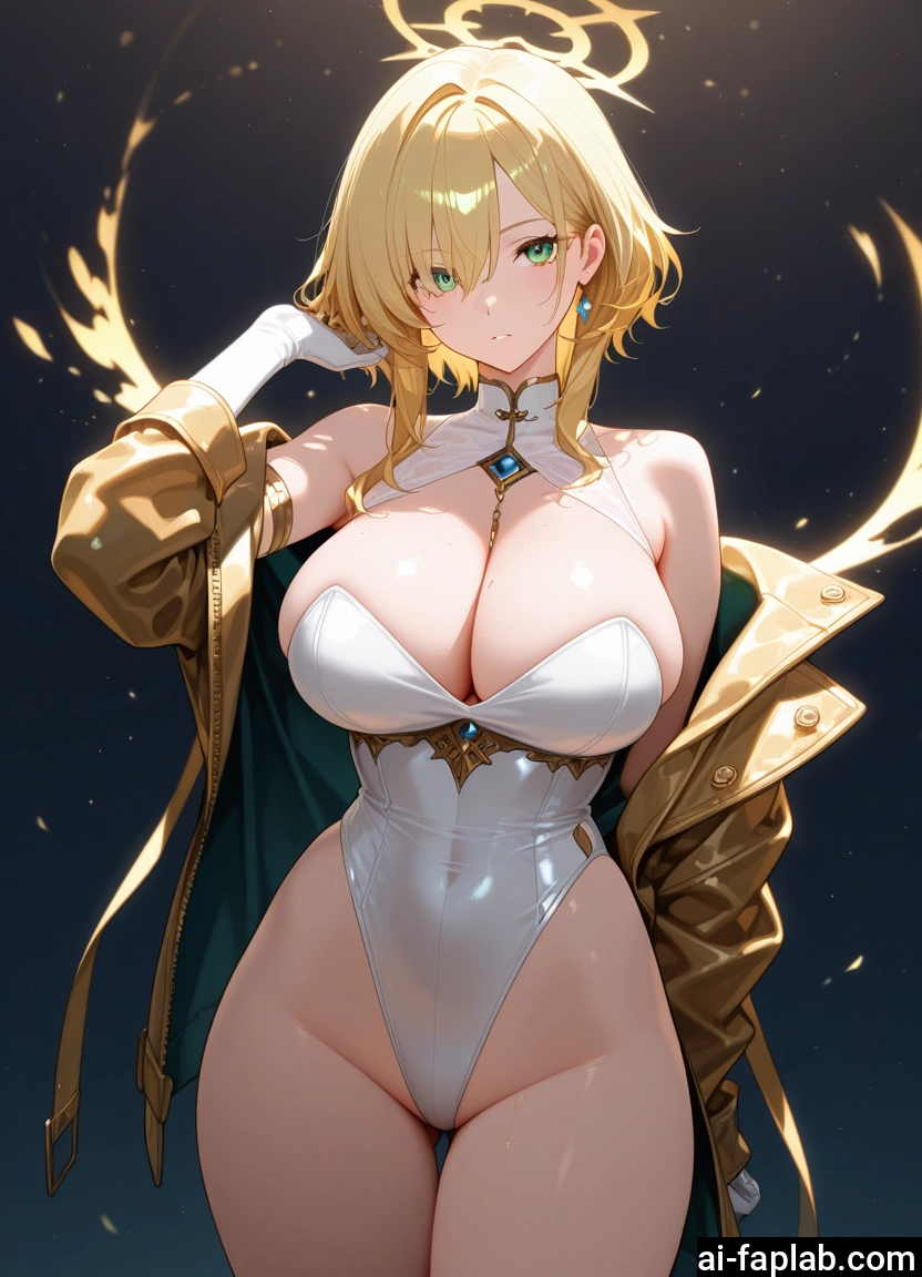 breasts, 1girl, blonde hair, gloves, leotard, large breasts · Yamete.gg