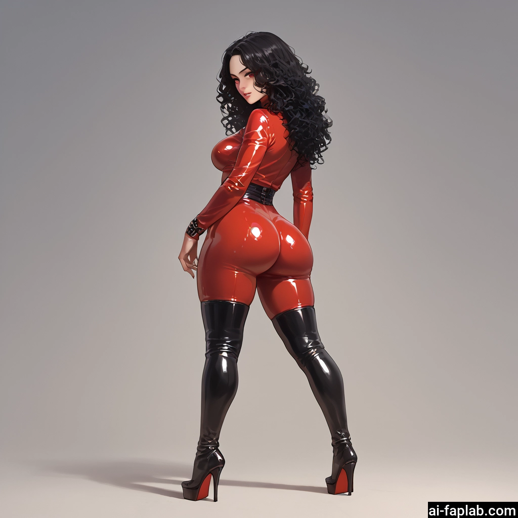 1girl, ass, solo, thighhighs, black hair, boots · Yamete.gg