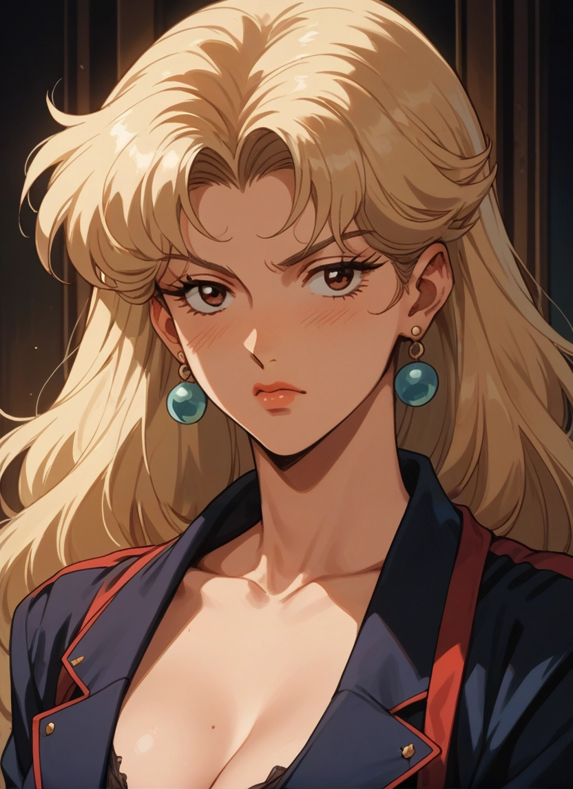 1girl, jewelry, solo, breasts, earrings, blonde hair · Yamete.gg