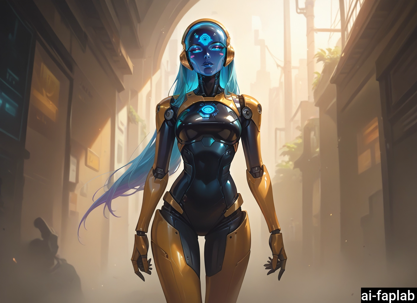 1girl, long hair, blue hair, joints, solo, blue eyes · Yamete.gg