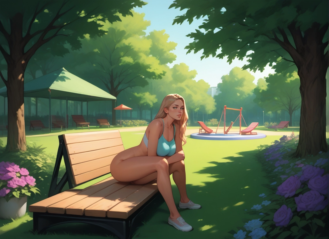 1girl, flower, blonde hair, breasts, solo, sitting · Yamete.gg