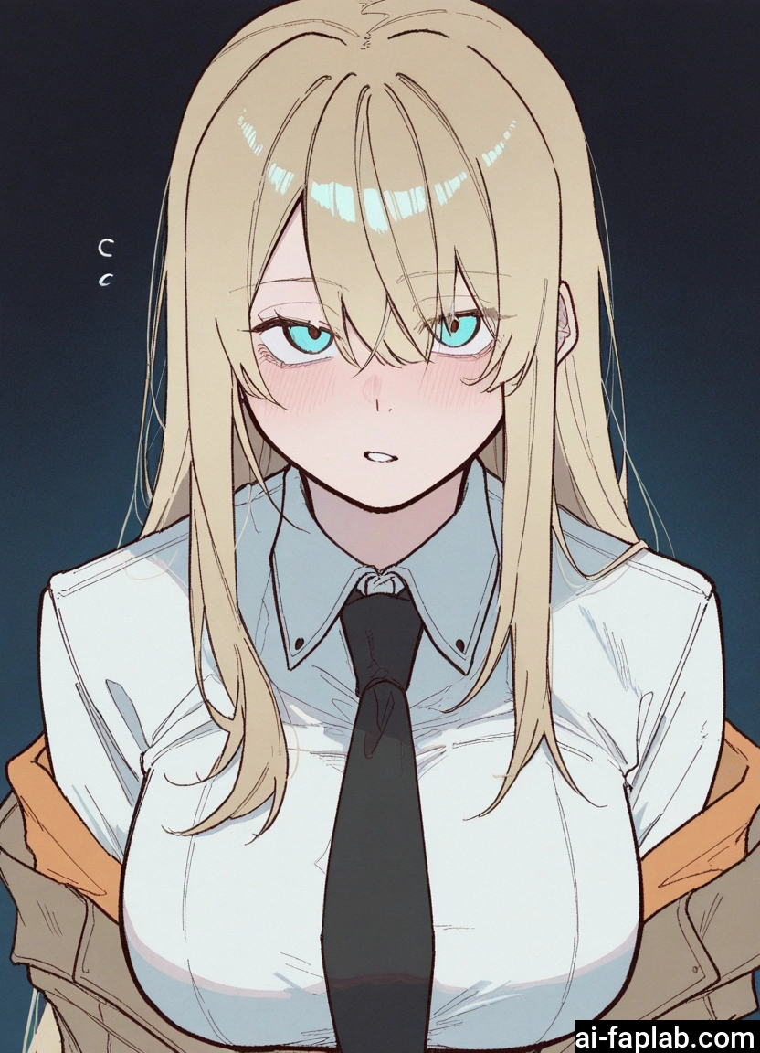 1girl, necktie, breasts, solo, shirt, blush