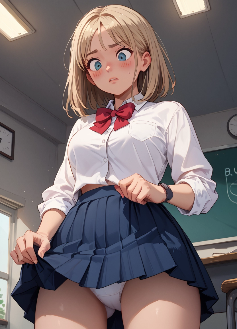 1girl, underwear, skirt, panties, solo, white panties · Yamete.gg