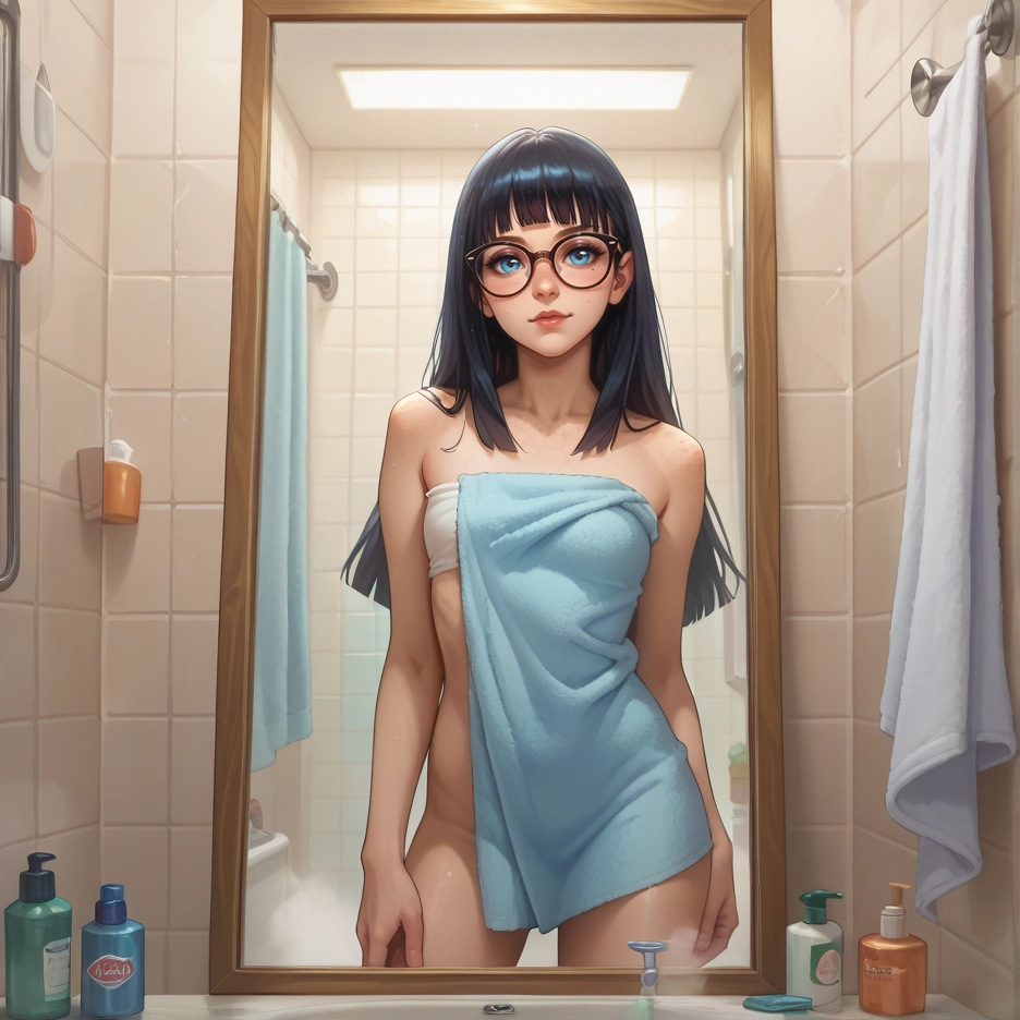 1girl, breasts, nipples, solo, glasses, nude · Yamete.gg