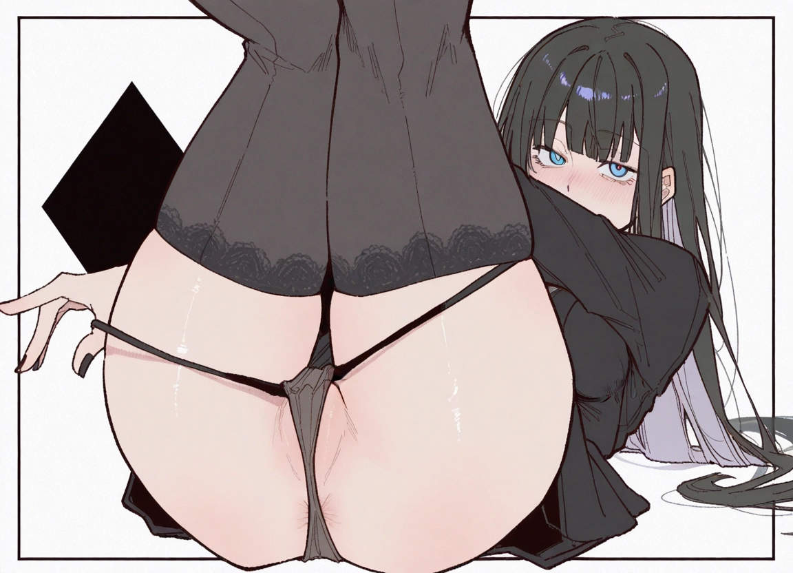 1girl, thighhighs, underwear, panties, blue eyes, solo · Yamete.gg