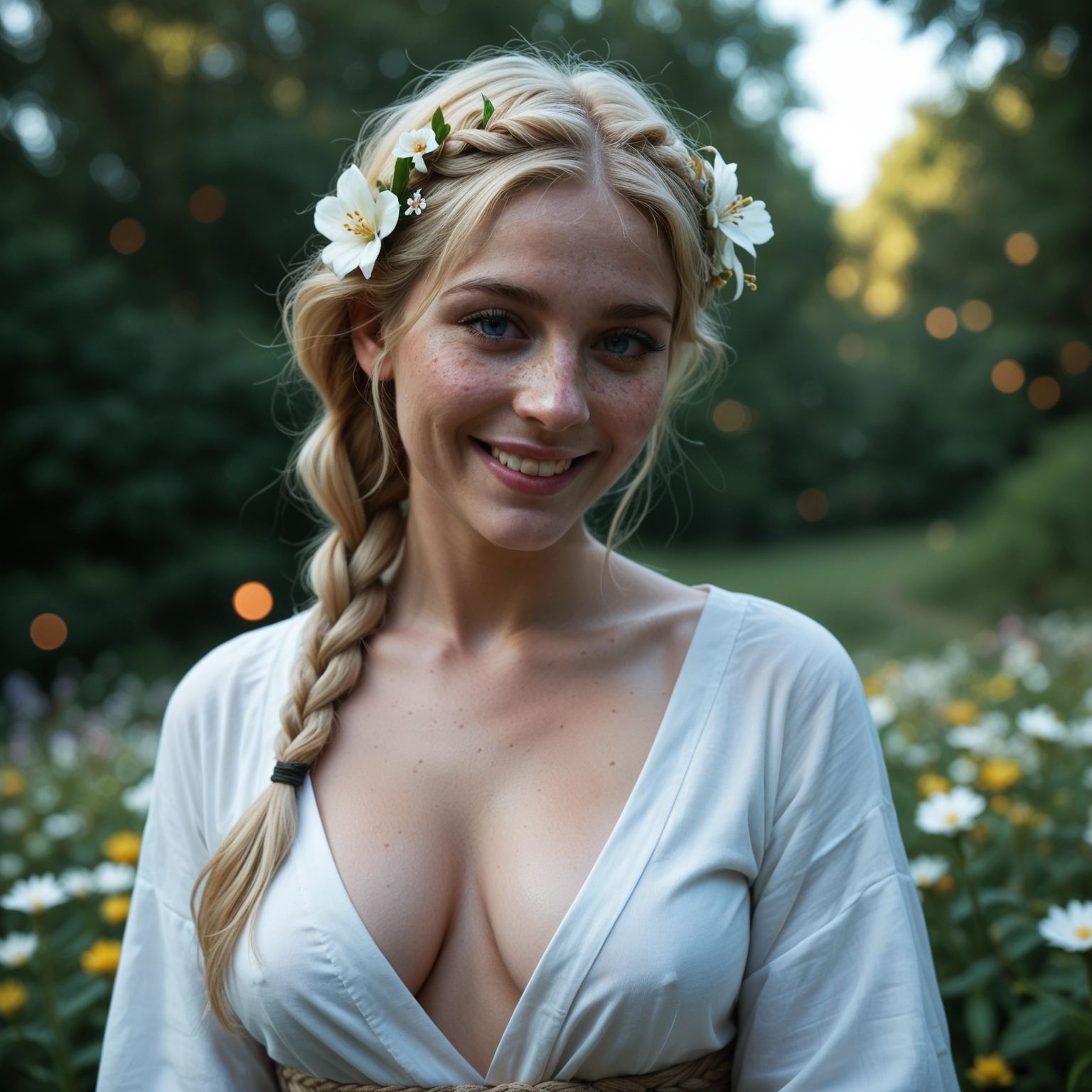 1girl, solo, braid, blonde hair, breasts, smile · Yamete.gg