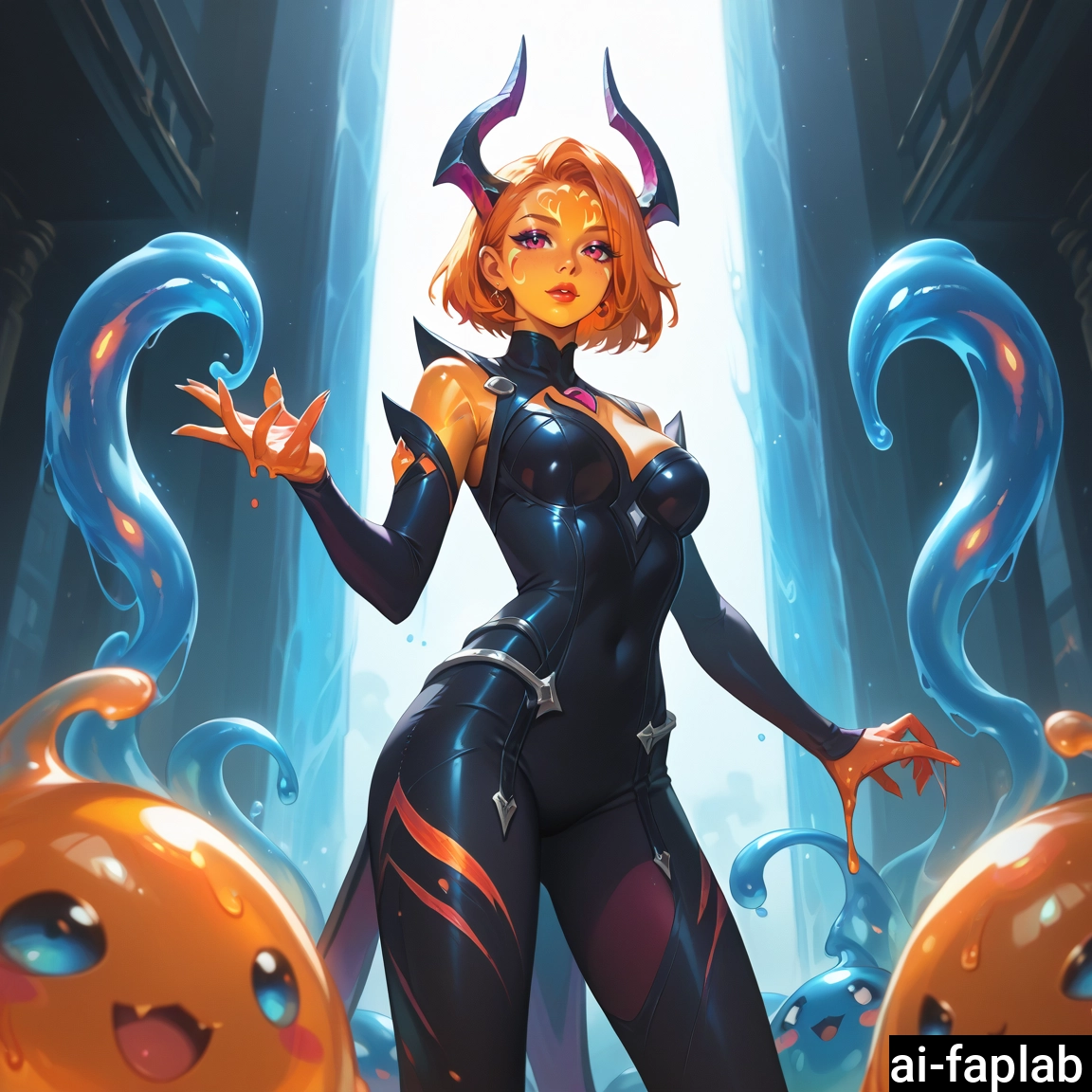 1girl, breasts, horns, earrings, jewelry, short hair · Yamete.gg