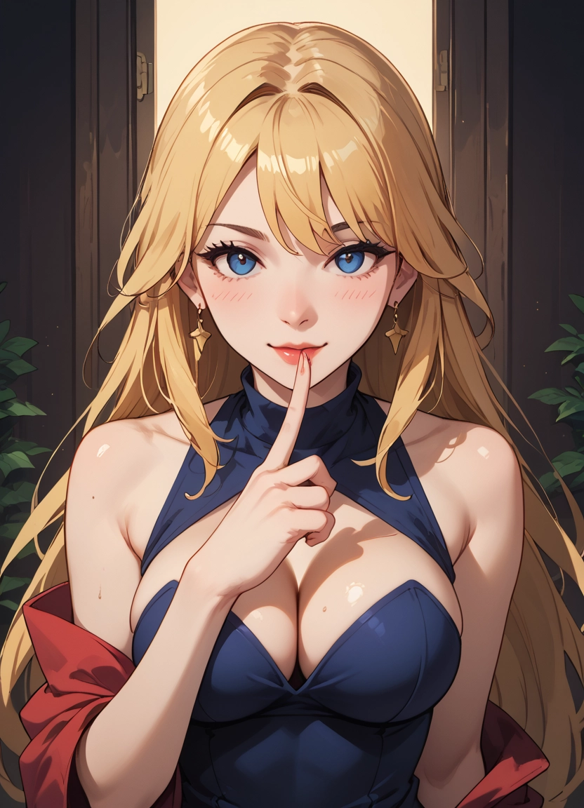 1girl, breasts, blue eyes, long hair, jewelry, blonde hair · Yamete.gg