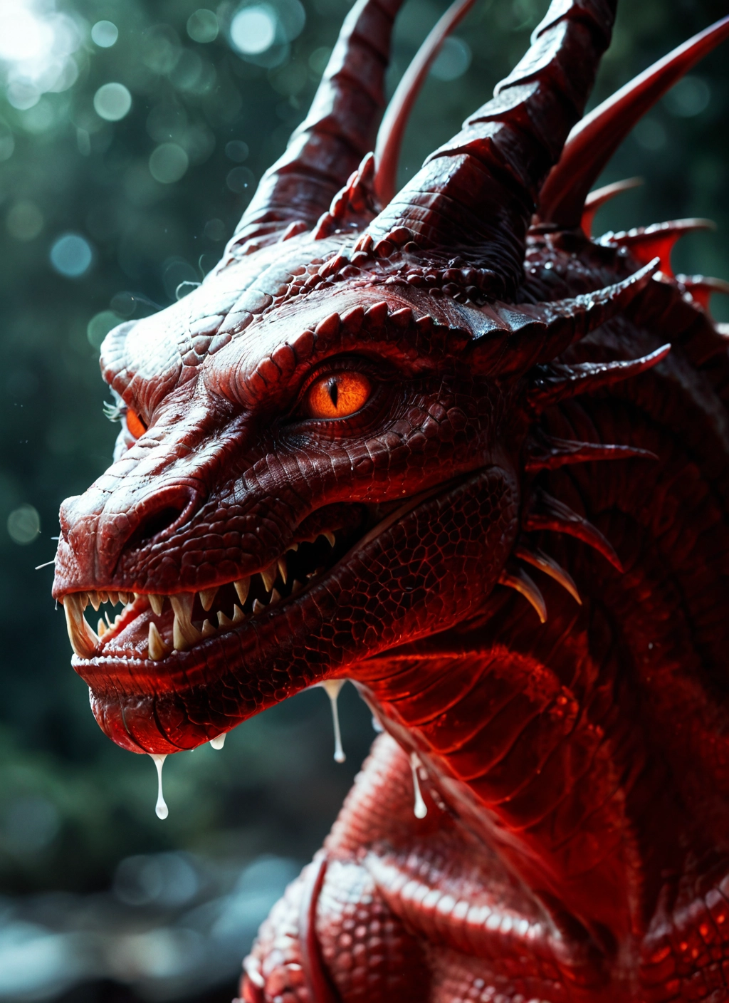 no humans, teeth, open mouth, horns, dragon, blurry · Yamete.gg
