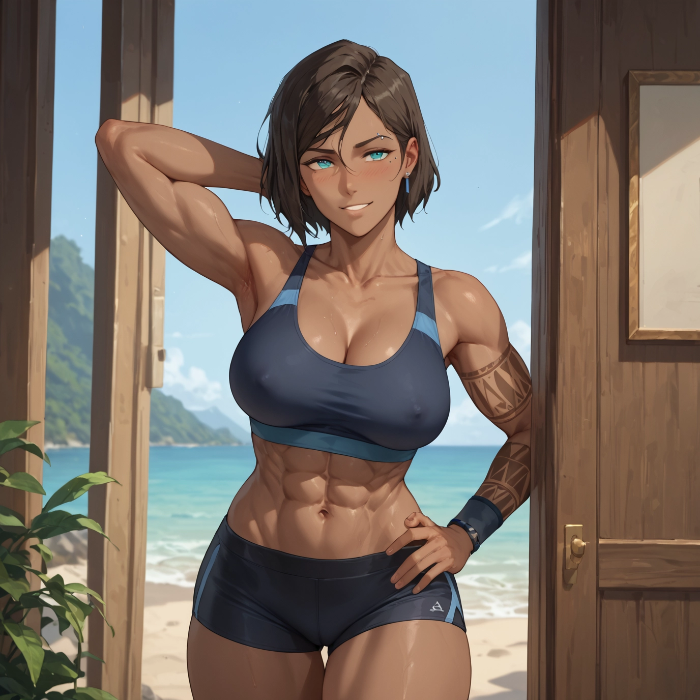 1girl, breasts, abs, short hair, muscular female, muscular · Yamete.gg