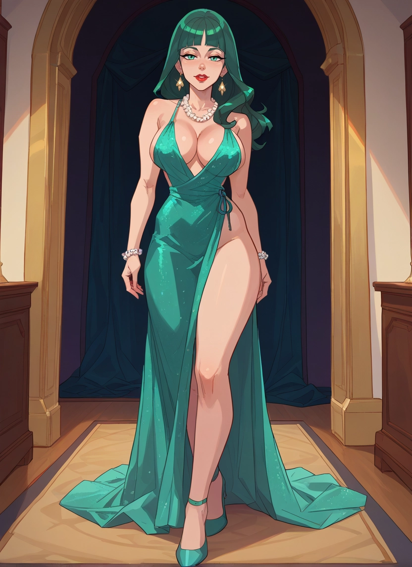 1girl, breasts, dress, jewelry, earrings, necklace · Yamete.gg