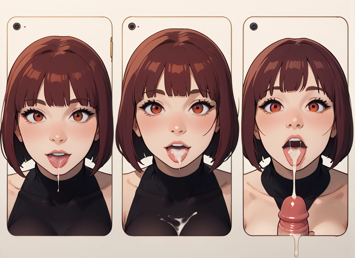 penis, cum, 1girl, brown hair, cum in mouth, hetero · Yamete.gg