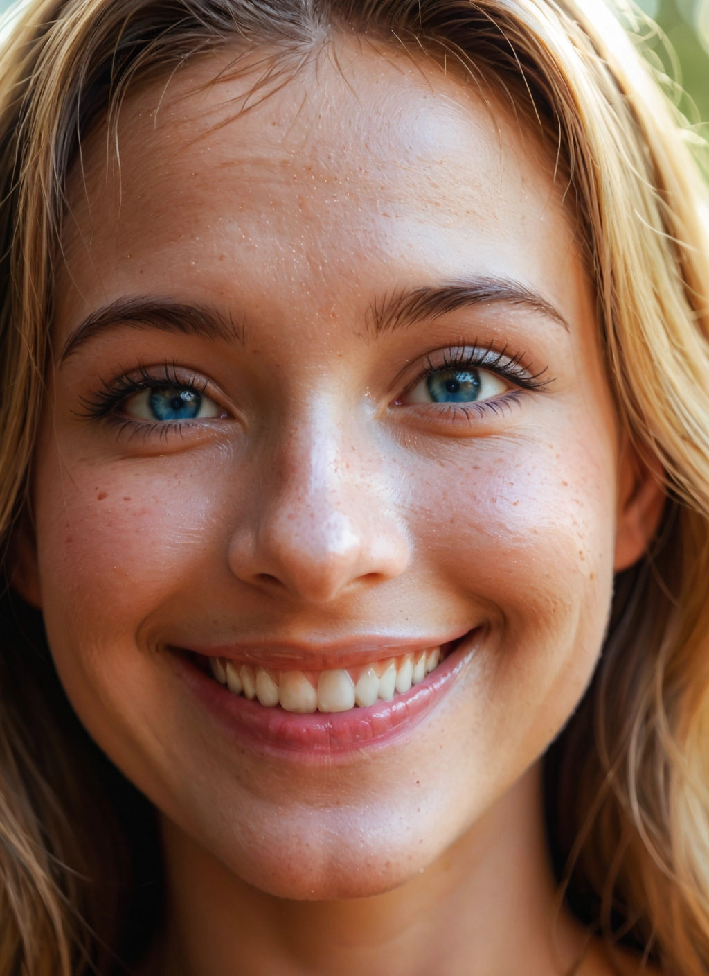 1girl, solo, smile, blue eyes, realistic, blonde hair · Yamete.gg