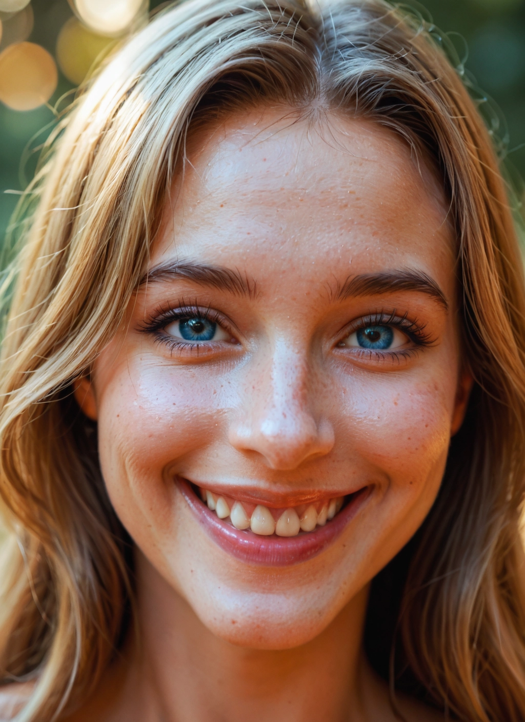 1girl, solo, teeth, smile, blue eyes, freckles · Yamete.gg