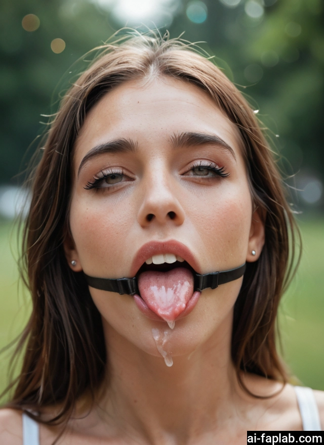1girl, solo, tongue, tongue out, gag, open mouth