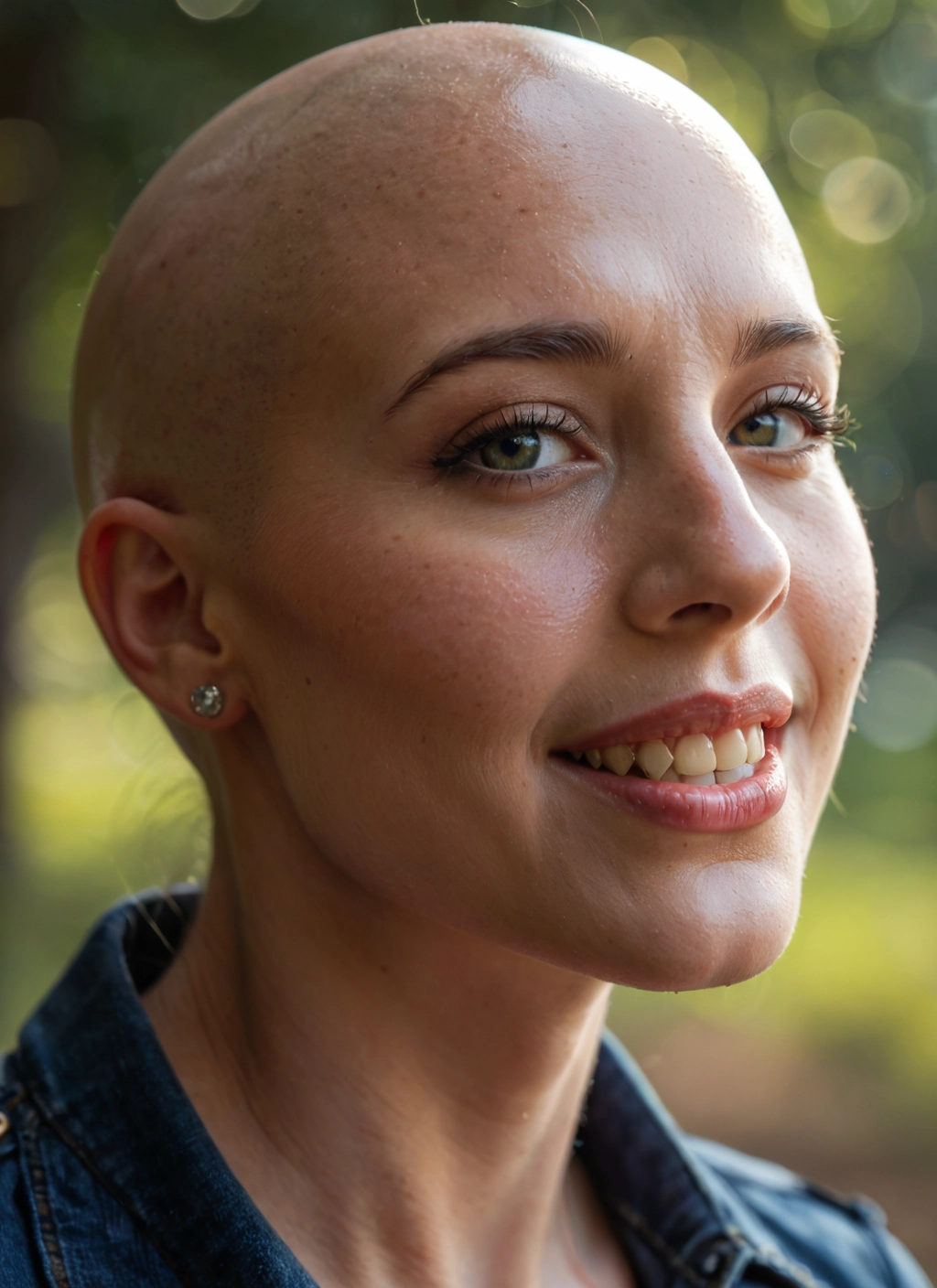 solo, jewelry, earrings, bald, teeth, 1girl · Yamete.gg