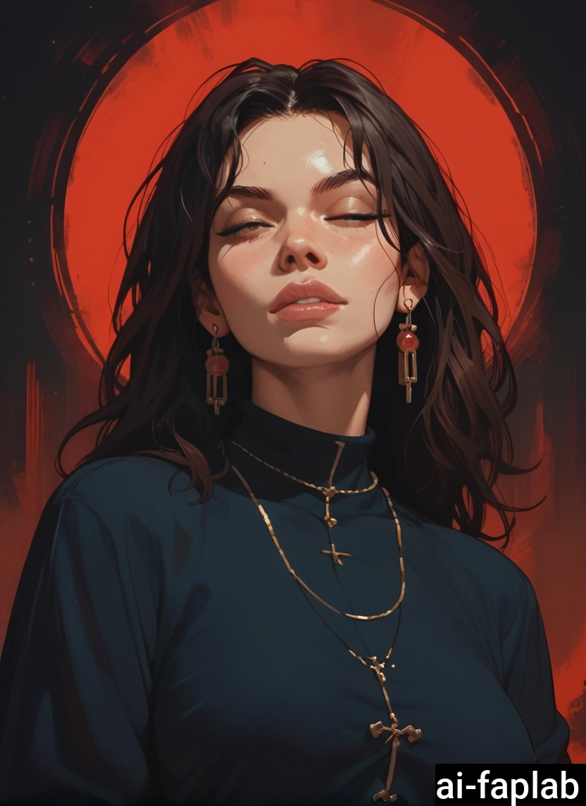 1girl, jewelry, solo, earrings, closed eyes, necklace · Yamete.gg