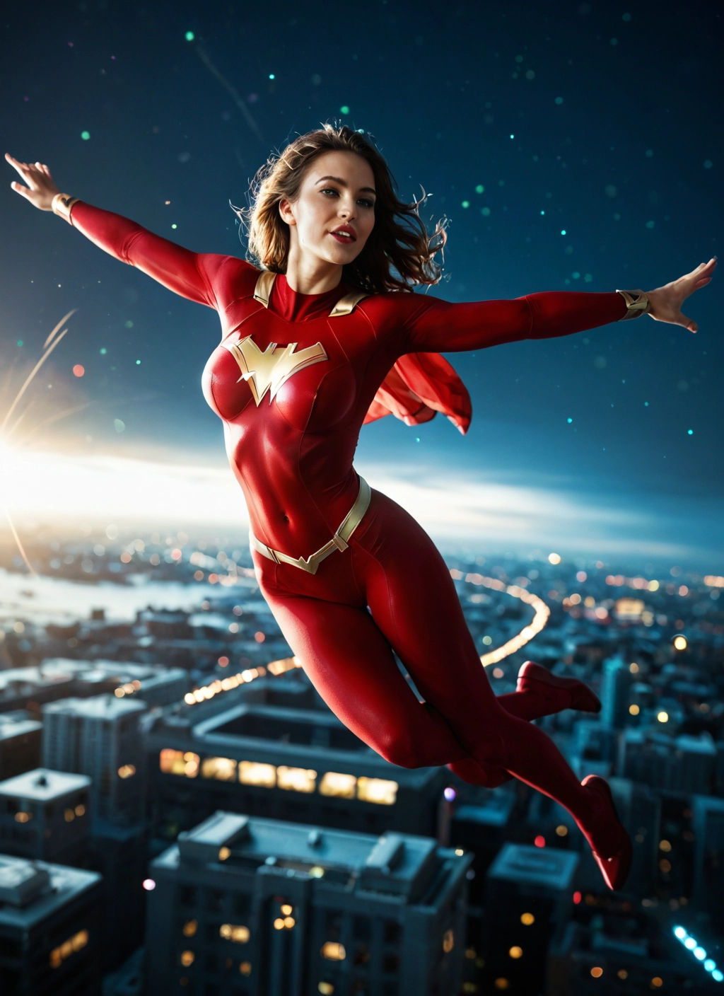1girl, solo, bodysuit, breasts, outstretched arms, blonde hair · Yamete.gg