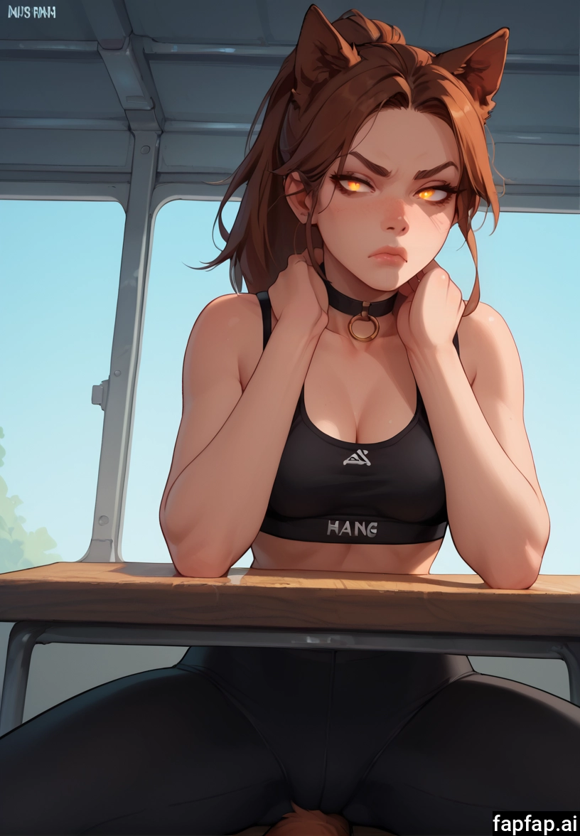 1girl, breasts, solo, animal ears, brown hair, cleavage · Yamete.gg
