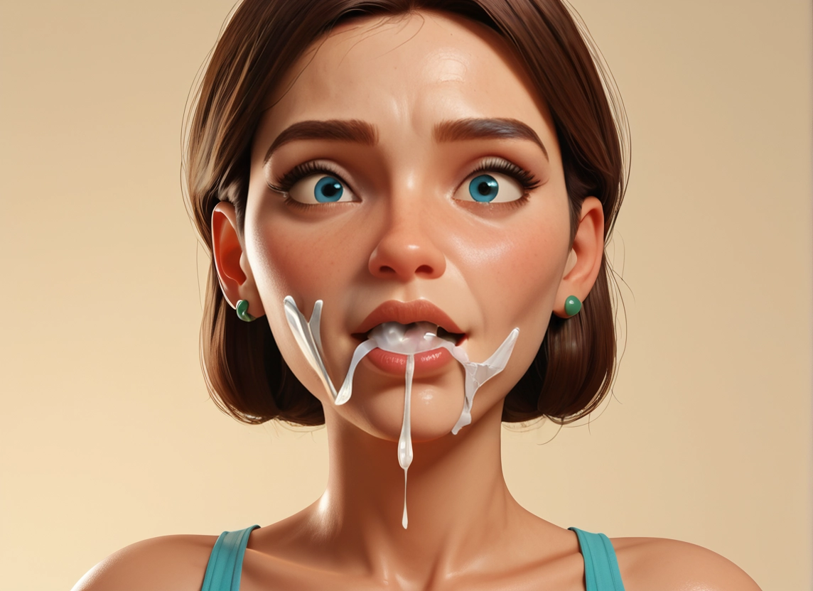 1girl, solo, cum, jewelry, earrings, cum in mouth